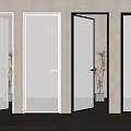 Modern Interior Hinged Doors With Frosted Glass And Black White Frames
