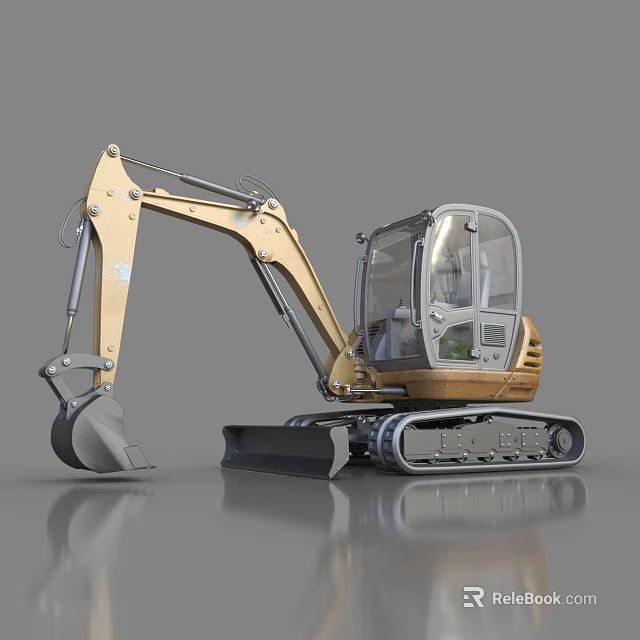 Yellow Tracked Functional Vehicle With Front Bucket And Transparent Cab For Construction 3d model 