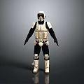 Armored Character in White and Black Armor with Helmet and Protective Gear