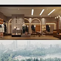 Stylish Clothing Store Interior With Mannequins Clothes Bags And Arched Lighting Designs
