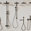 Modern Black Wall Mounted Shower Systems With Multiple Styles Including Handheld And Rainfall Heads 3d model