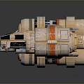 Mechanical Device Design With Beige And Orange Color Scheme Tubular Structure And Circular Details
