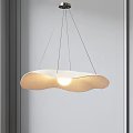 Modern White Wave Shaped Pendant Light With Illuminated Glow Against Gray Background 3d model