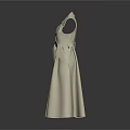 Beige Long Length Sleeveless Trench Coat With Double Breasted Design And Belt