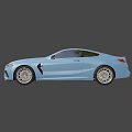 Blue BMW M8 Coupe With Black Roof Sporty Design And Alloy Wheels