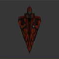 Futuristic Spaceship With Red And Black Camouflage Transparent Cockpit And Sleek Aerodynamic Design