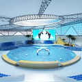 Dolphin Show Venue With Circular Performance Pool Blue Seating And Large Screen 3d model