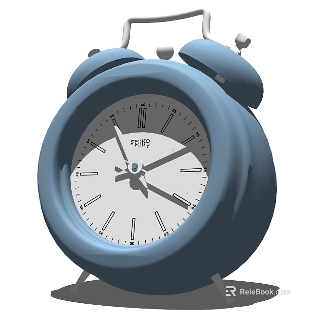 Blue Alarm Clock With Double Bell Design White Dial And PEEP Text 3d model