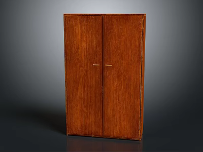 Elegant Brown Wooden Double Door Wardrobe With Classic Design And Smooth Surface 3d model