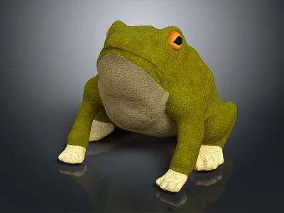 3D Rendered Reptile With Green Body Orange Eyes And White Claws On Dark Background 3d model