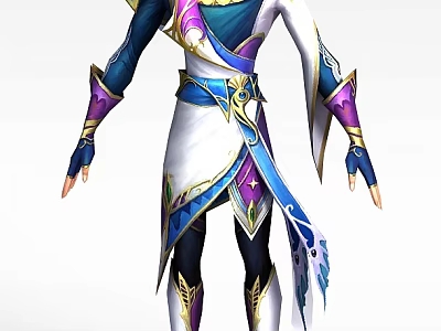 Gorgeous Inflatable Model With Blue Purple White Patterned Costume And Decorative Ribbons 3d model