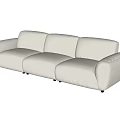 Modern Three Seater Sofa With Beige Fabric And Rounded Arms Design