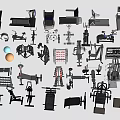 Various Types of Sports Equipment Including Treadmills Dumbbells Exercise Bikes Weight Benches and Yoga Balls