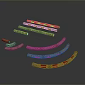 Decorative Curved And Straight Strips With Textured Surface And Green LED Lights