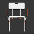 White Leisure Chair With Orange Armrests Silver Frame Backrest Board And Anti slip Feet
