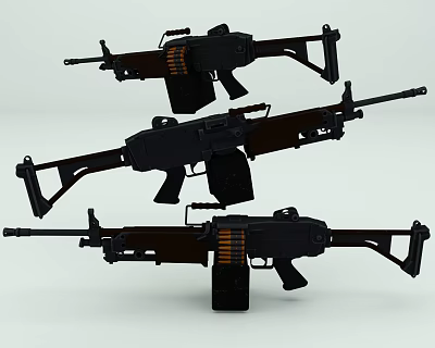Three Black Military Rifles With Tactical Design Detachable Magazines And Long Barrels 3d model