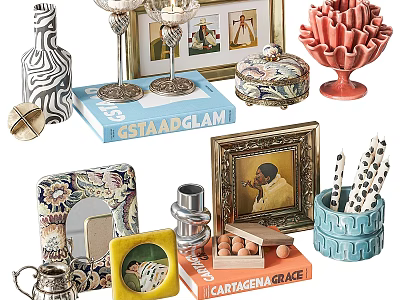 Ceramic Wares Including Vase Candle Holders Lidded Box and Decorative Storage Containers for Home Decor 3d model