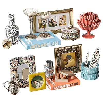 Ceramic Wares Including Vase Candle Holders Lidded Box and Decorative Storage Containers for Home Decor 3d model