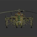 Intricate Helicopter Model With Green Gold Mechanical Details Weapons And Rotors
