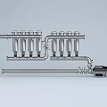 Industrial Mechanical Component With Multiple Pipes Connectors And Motor Assembly