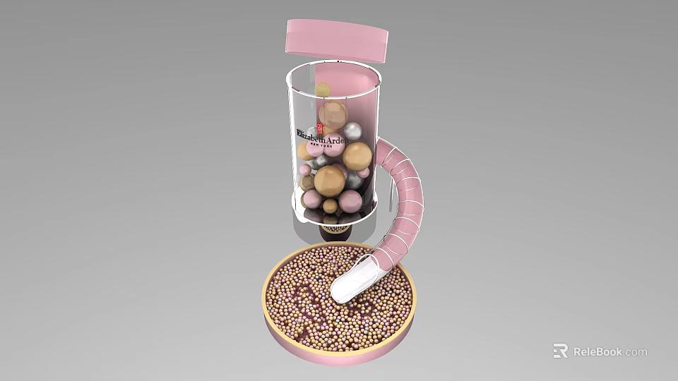 Pink Plastic Toy Container With Colorful Balls Curved Tube And Pellet Tray 3d model 
