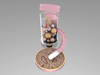 Pink Plastic Toy Container With Colorful Balls Curved Tube And Pellet Tray 3d model