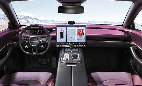 Xiaomi car interior Xiaomi Su 7 car on-board meter screen central control screen steering wheel suspension screen Xiaguang purple 3d model