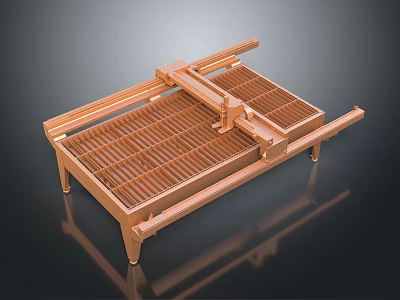 Industrial Conveyor Equipment Featuring Metal Frame Grid Platform And Support Legs 3d model