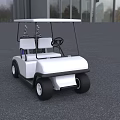 White Golf Cart With Two Seats Roof And Black Wheels Design