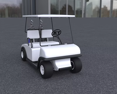White Golf Cart With Two Seats Roof And Black Wheels Design 3d model