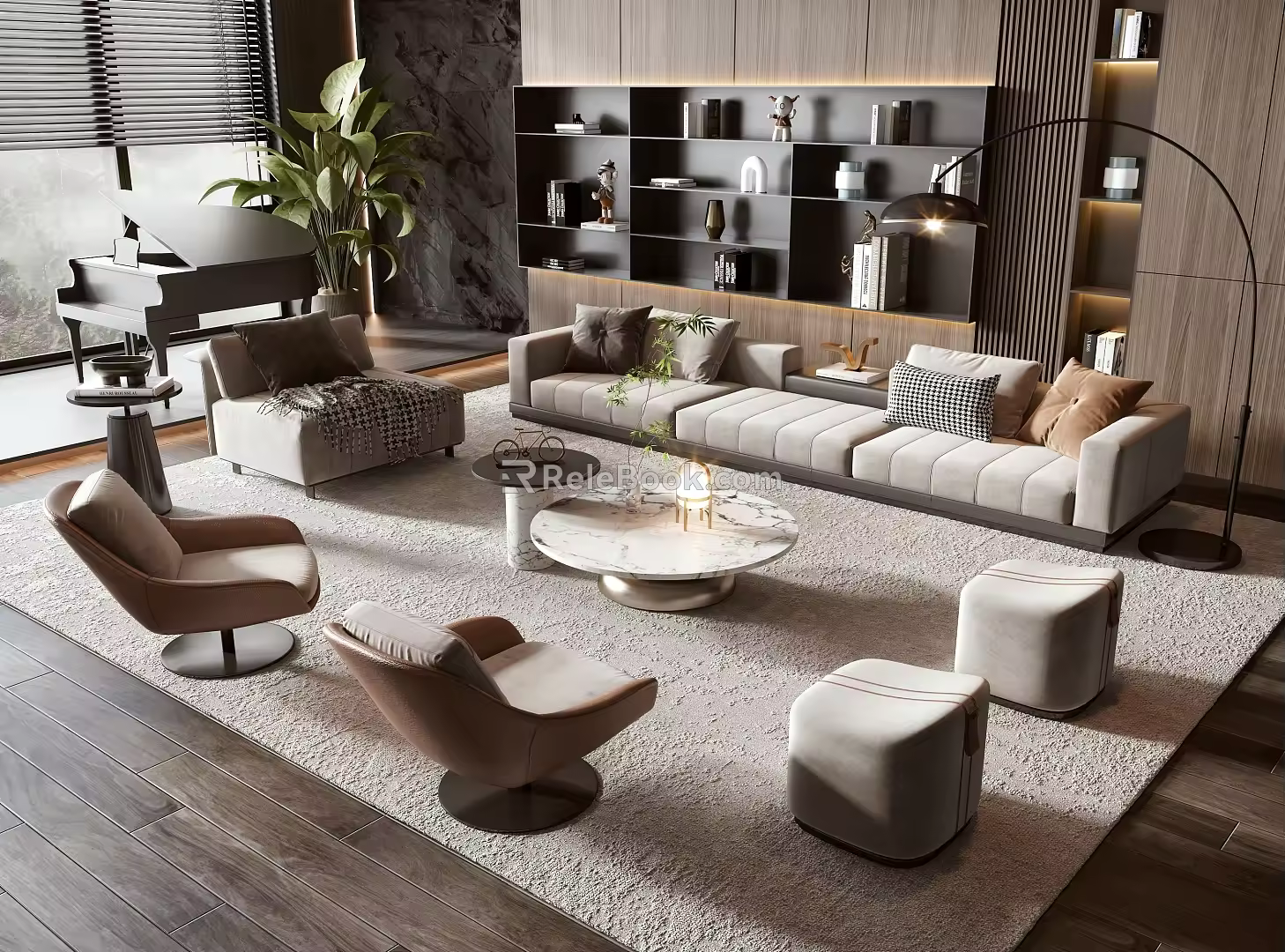 Sofa coffee table group 3d model