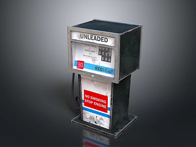 Vintage Unleaded Gas Pump With Price Display Regular Label And No Smoking Sign 3d model