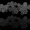 Various Metal Gears and Cogs in Different Sizes and Styles Mechanical Design Illustration