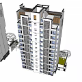 Two Modern High Rise Residential Buildings With Balconies And Green Courtyard Exterior Design