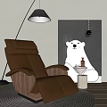 Comfortable Brown Leather Massage Chair With Floor Lamp And Polar Bear Wall Painting
