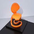 Orange Modern Single Chair With Unique Curved Design On Black Platform