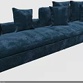 Navy Blue Sectional Sofa With Multiple Cushions For Living Room 3d model