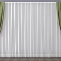 Green Velvet Curtains With White Sheer Panels Hanging In Modern Interior Design