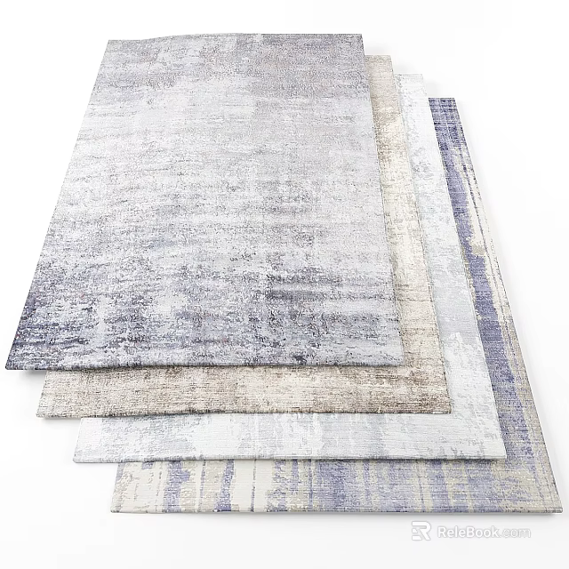 Modern Square Rugs With Abstract Textured Patterns In Gray Beige And Blue Tones 3d model 