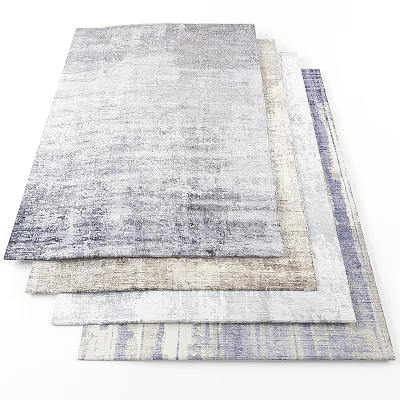 Modern Square Rugs With Abstract Textured Patterns In Gray Beige And Blue Tones 3d model