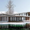 Modern Visitor Center Public Building Visitor Center Building Exhibition Hall Small Public Building Cafe Building Post Station Building 3d model