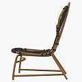 Leisure Chair With Woven Black Rope And Natural Wooden Frame Design