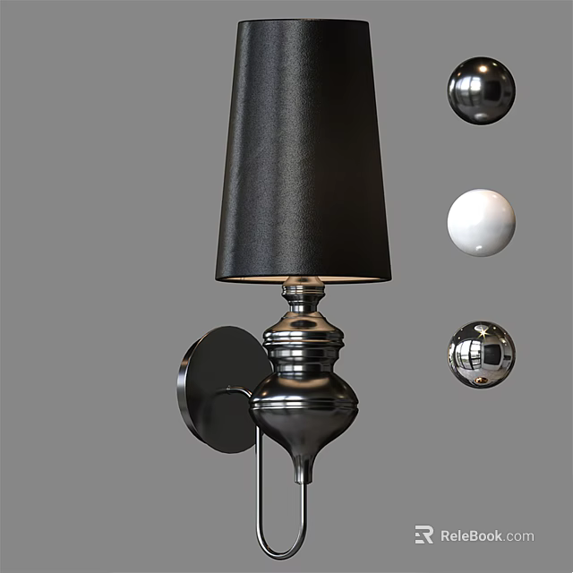Modern Wall Lamp With Black Shade Metal Base And Spherical Decorations 3d model 