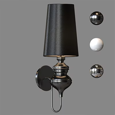 Modern Wall Lamp With Black Shade Metal Base And Spherical Decorations 3d model