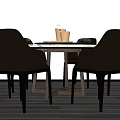 Modern Round Dining Table Set with Six Brown Chairs White Walls and Dark Wooden Floor