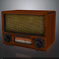 Vintage Red Wooden Radio With Knobs Dial And Mesh Front Panel