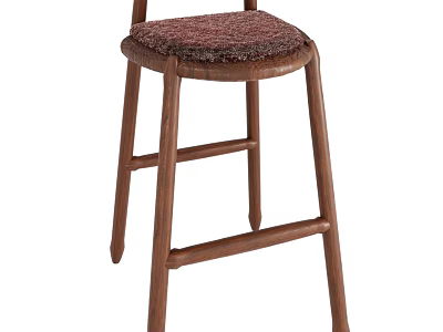 Wooden Bar Stool with Upholstered Seat Sturdy Frame Modern Design for Home Kitchen 3d model