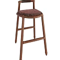 Wooden Bar Stool with Upholstered Seat Sturdy Frame Modern Design for Home Kitchen