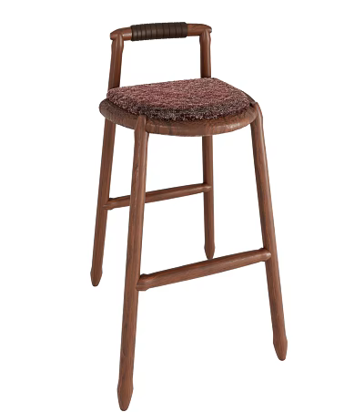 Wooden Bar Stool with Upholstered Seat Sturdy Frame Modern Design for Home Kitchen 3d model