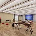 Traditional Chinese Musical Instruments Room With Wooden Floor Modern Ceiling And Blue Screen